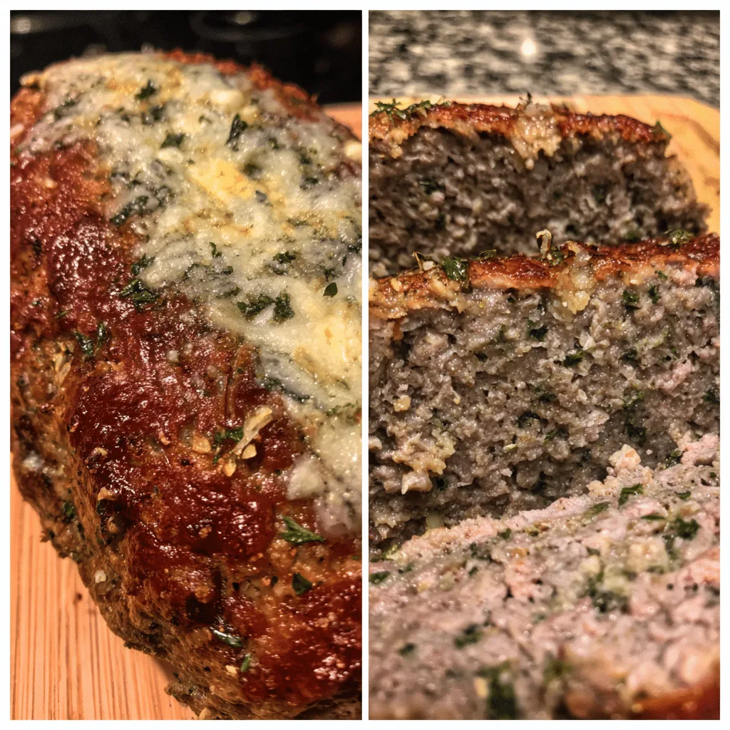 Herb and Garlic Meatloaf, aromatic and savory