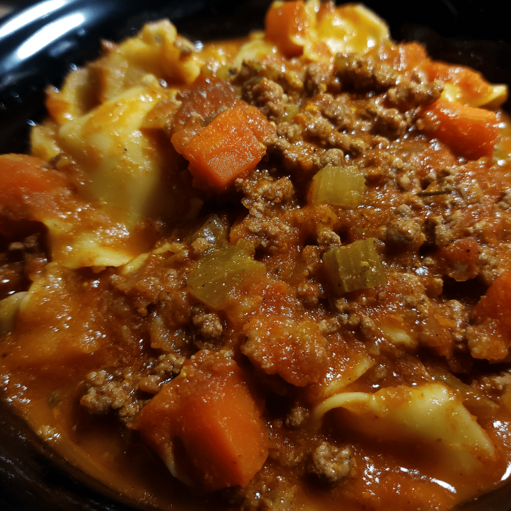Lasagna Soup with Bolognese Style Base, rich and meaty