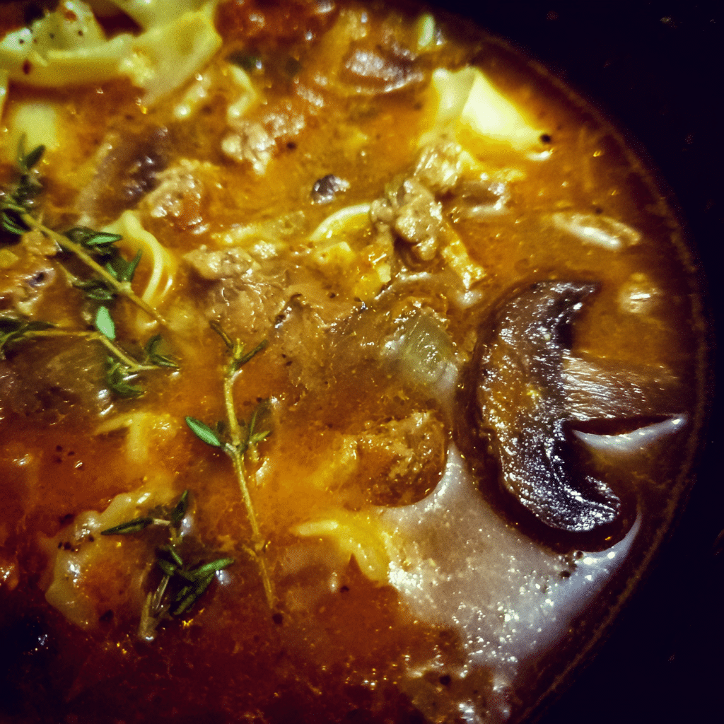 Lasagna Soup with Mushroom Base