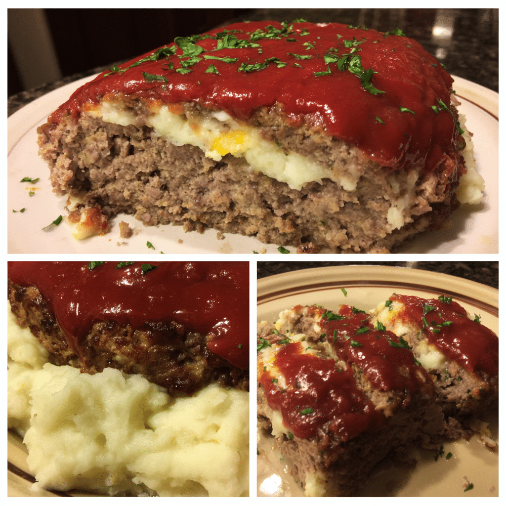 Meatloaf with Garlic Mashed Potato Topping