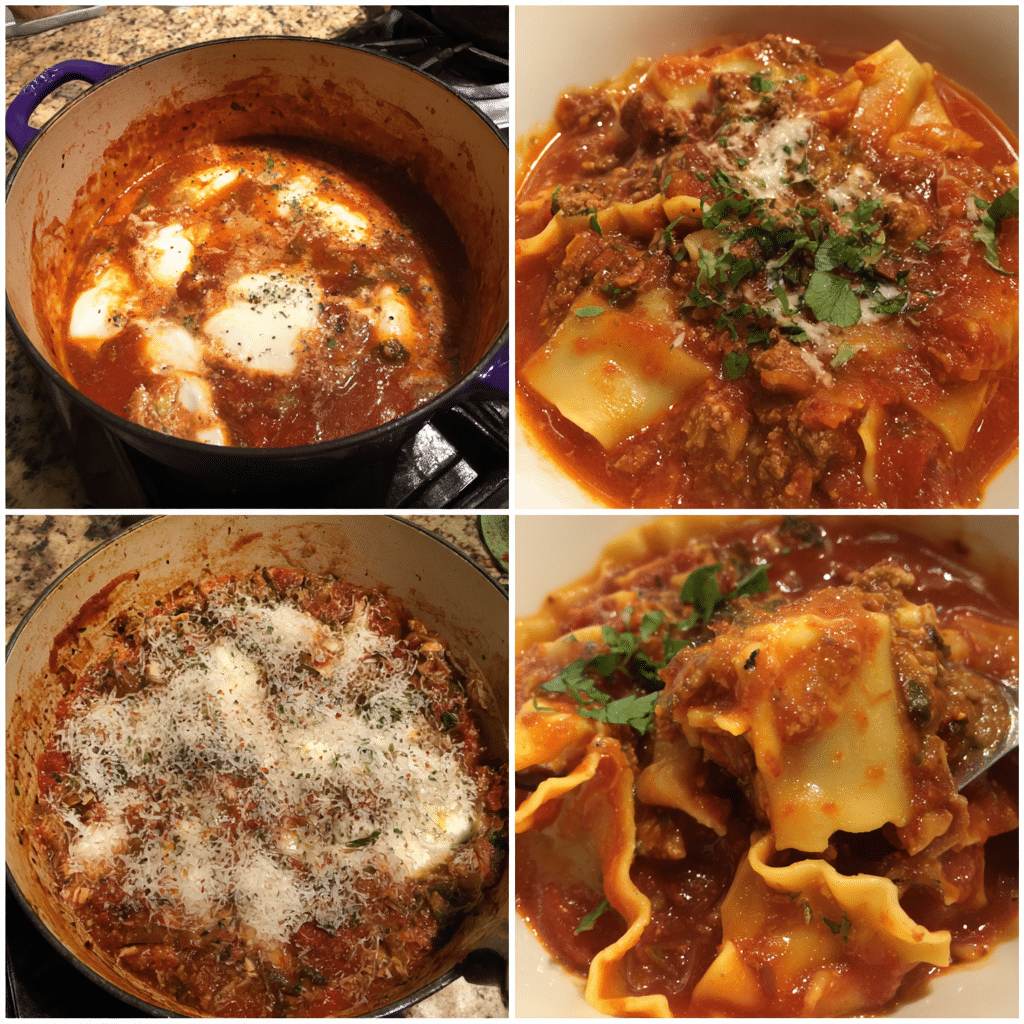 One-Pot Creamy Marinara Lasagna Soup