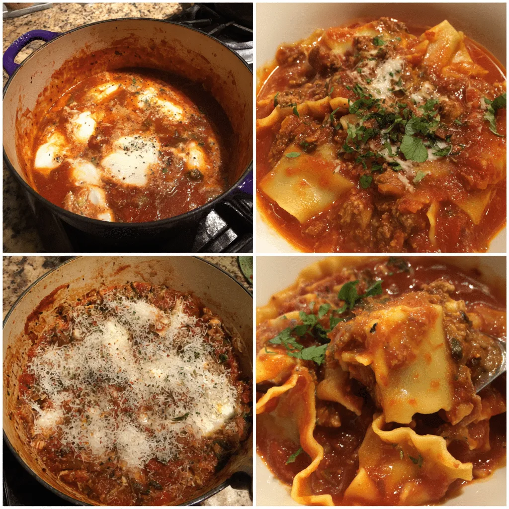 One-Pot Creamy Marinara Lasagna Soup