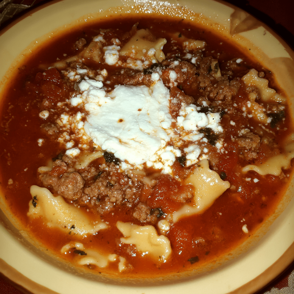 One-Pot Ricotta Meat Lasagna Soup