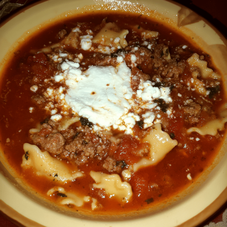 One-Pot Ricotta Meat Lasagna Soup, rich and hearty