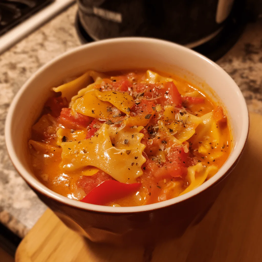 One-Pot Roasted Bell Pepper Lasagna Soup, sweet and smoky