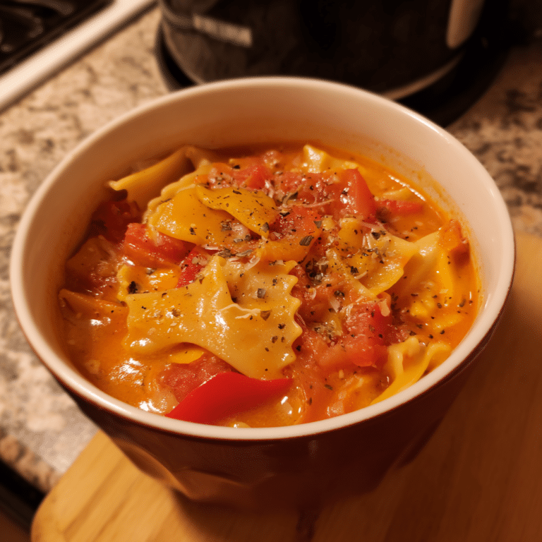 One-Pot Roasted Bell Pepper Lasagna Soup, sweet and smoky