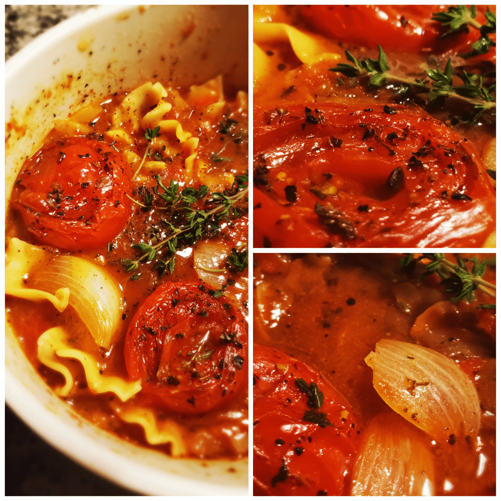 One-Pot Roasted Tomato Garlic Lasagna Soup