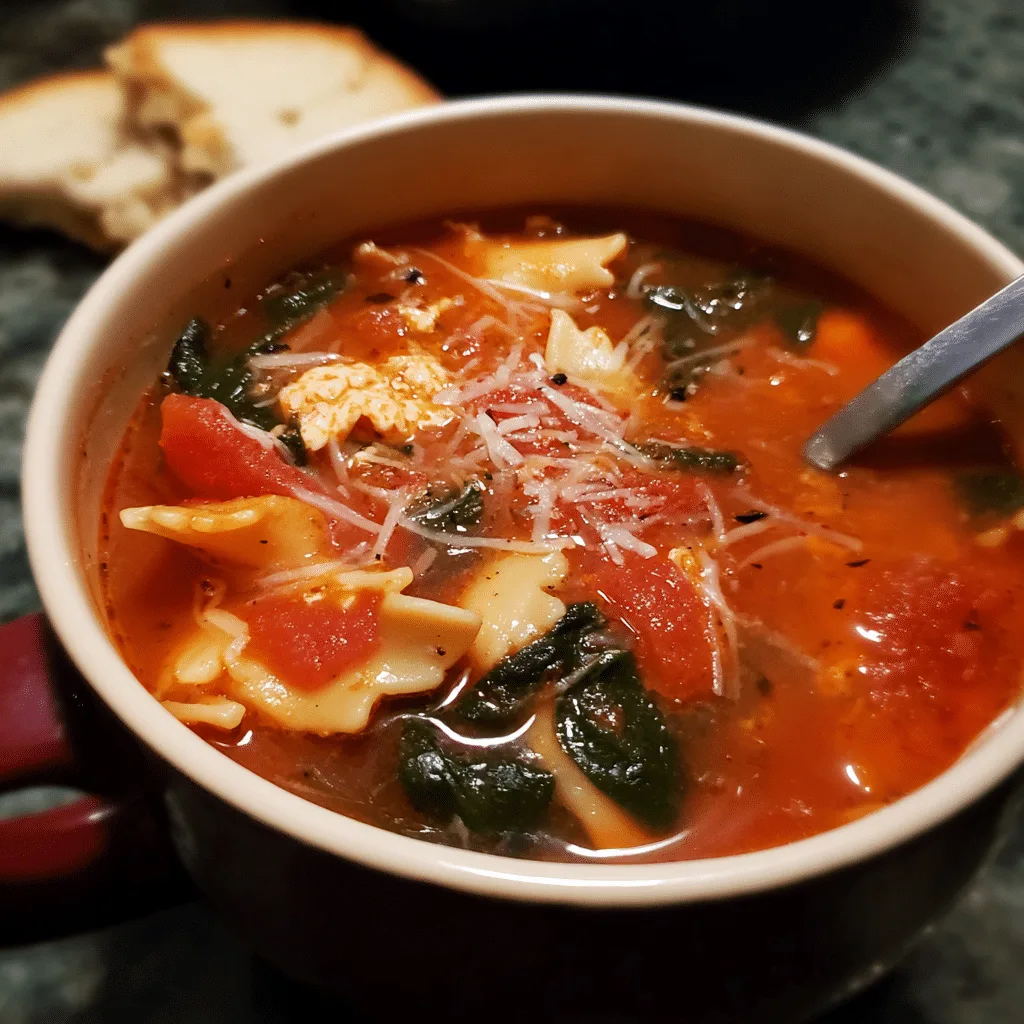 One-Pot Tomato Spinach Lasagna Soup, fresh and comforting