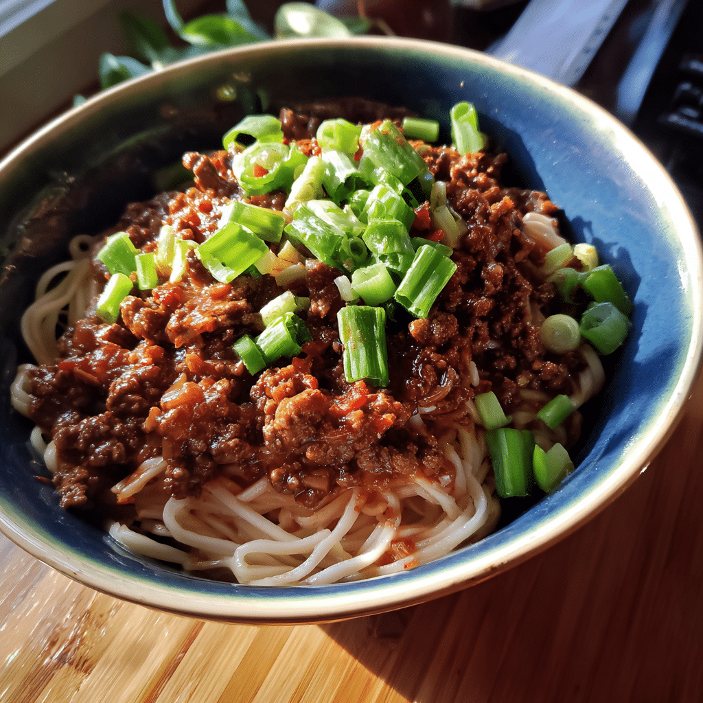Spicy Ground Beef Chili Noodles