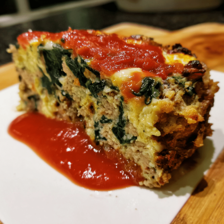 Spinach and Ricotta Meatloaf, creamy and tender