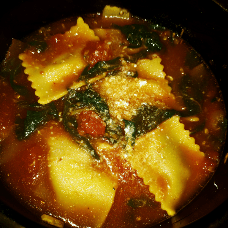 Spinach Lasagna Soup with Parmesan, fresh and savory