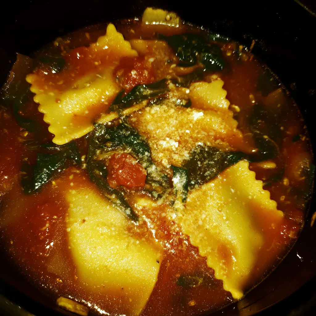 Spinach Lasagna Soup with Parmesan, fresh and savory
