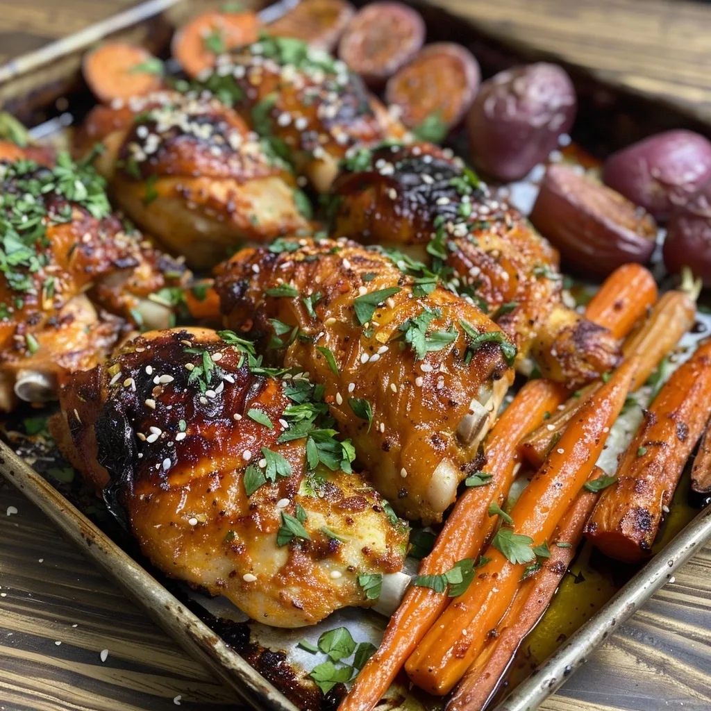 Sheet Pan Harissa Chicken and Carrots Recipe