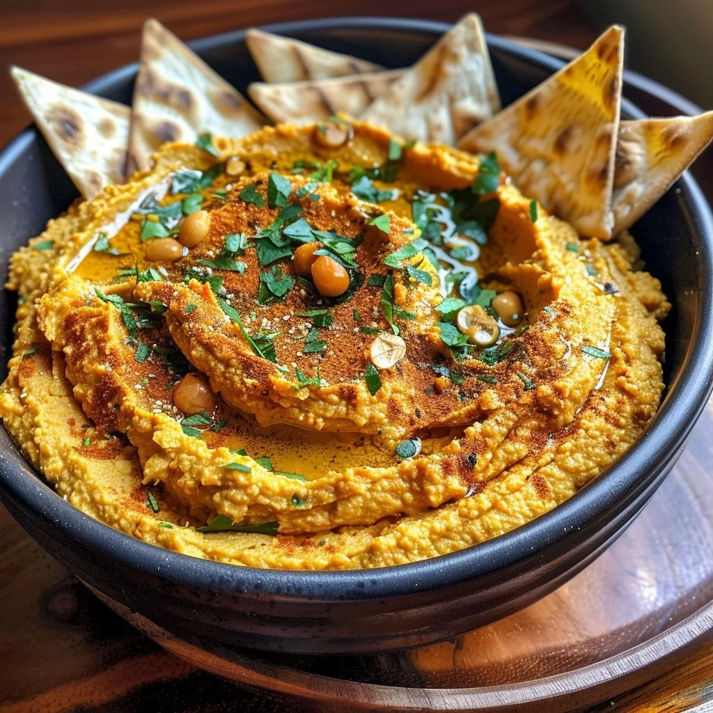 Pumpkin Hummus with Pita Chips for Easy Snacking